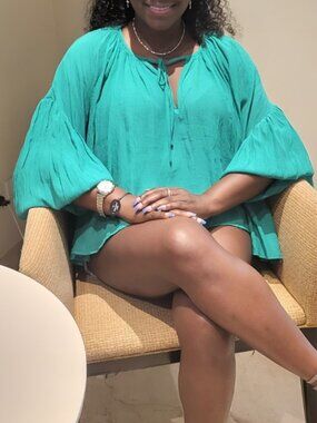 Avec Filles Jungle Green Balloon Sleeve Oversize Top Size Small